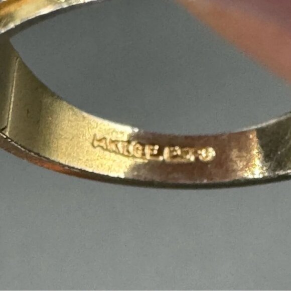 Vintage Tiger Eye Cocktail Ring Marked 14K GE ESPO - Picture 8 of 13